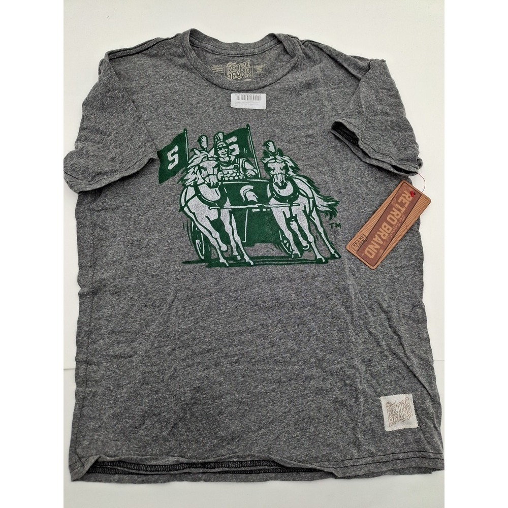 Michigan State Spartans Retro Brand Gray Chariot Logo Tri-Blend T-Shirt, XL, NWT